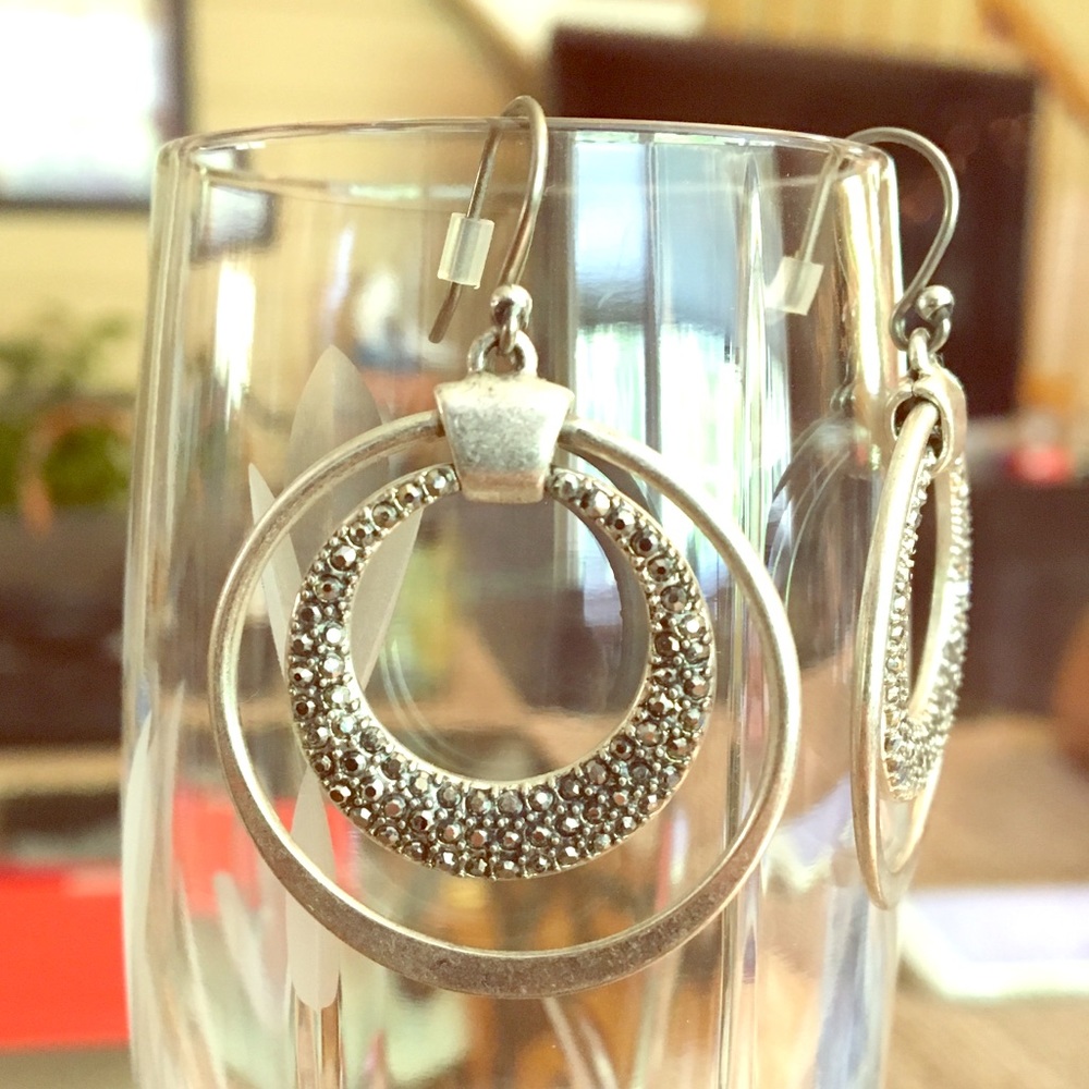 Silver double hoop earrings
